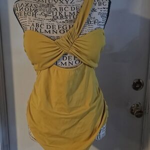 Shade & Shore Yellow Swimsuit with Twisted Design